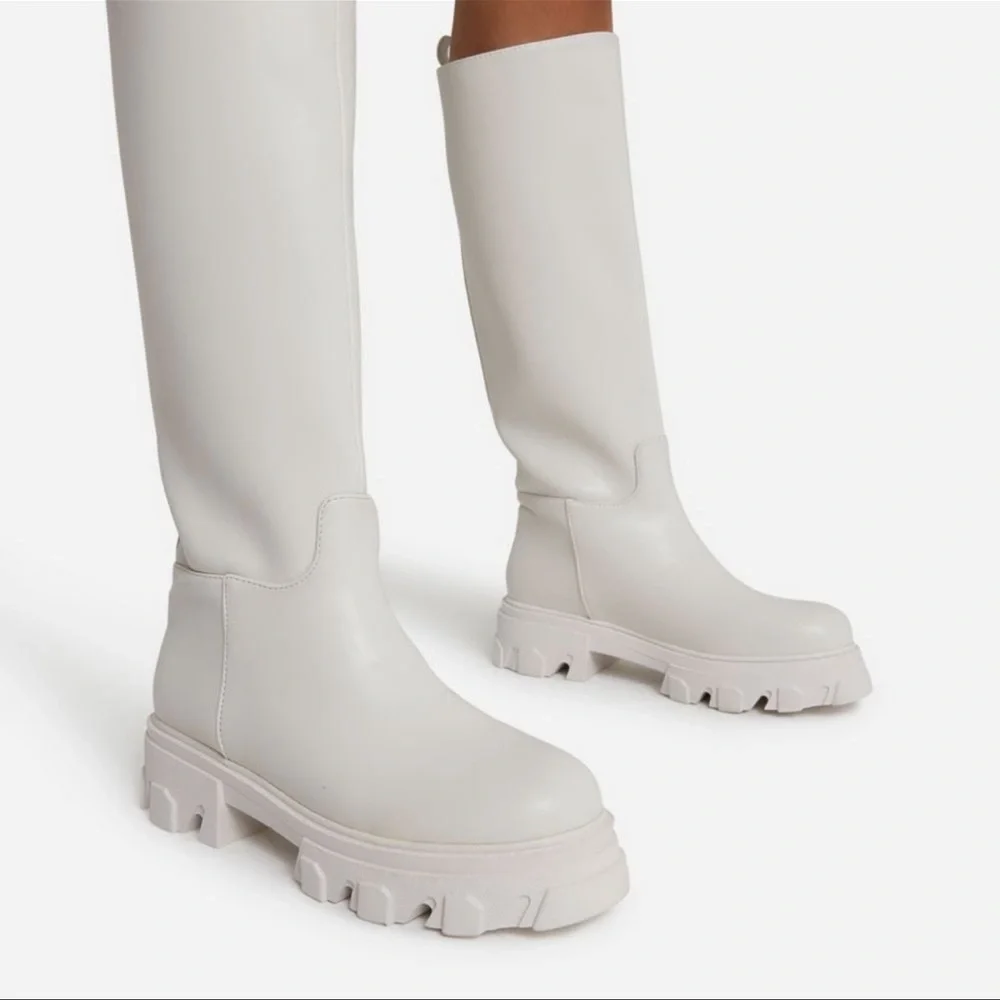 EGO chunky sole calf long biker boots - Picture 2 of 4